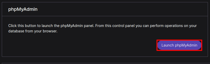 Launch phpMyadmin
