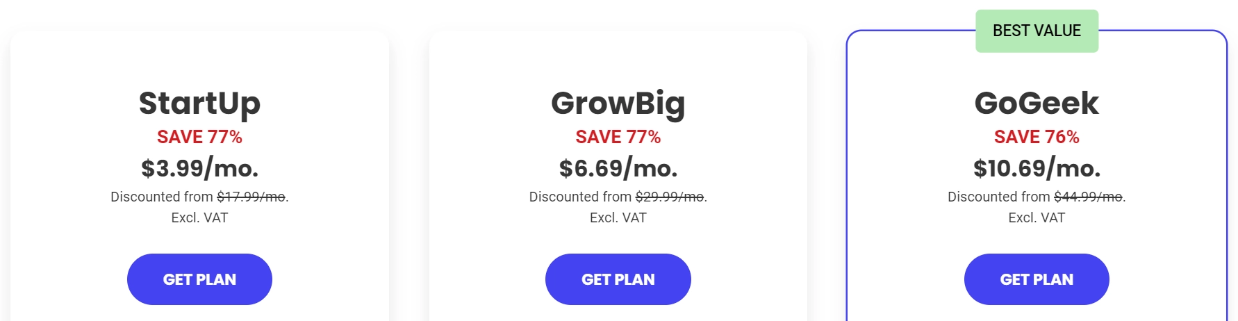 Pricing for siteground