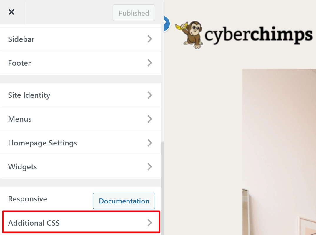 Go to Additional CSS