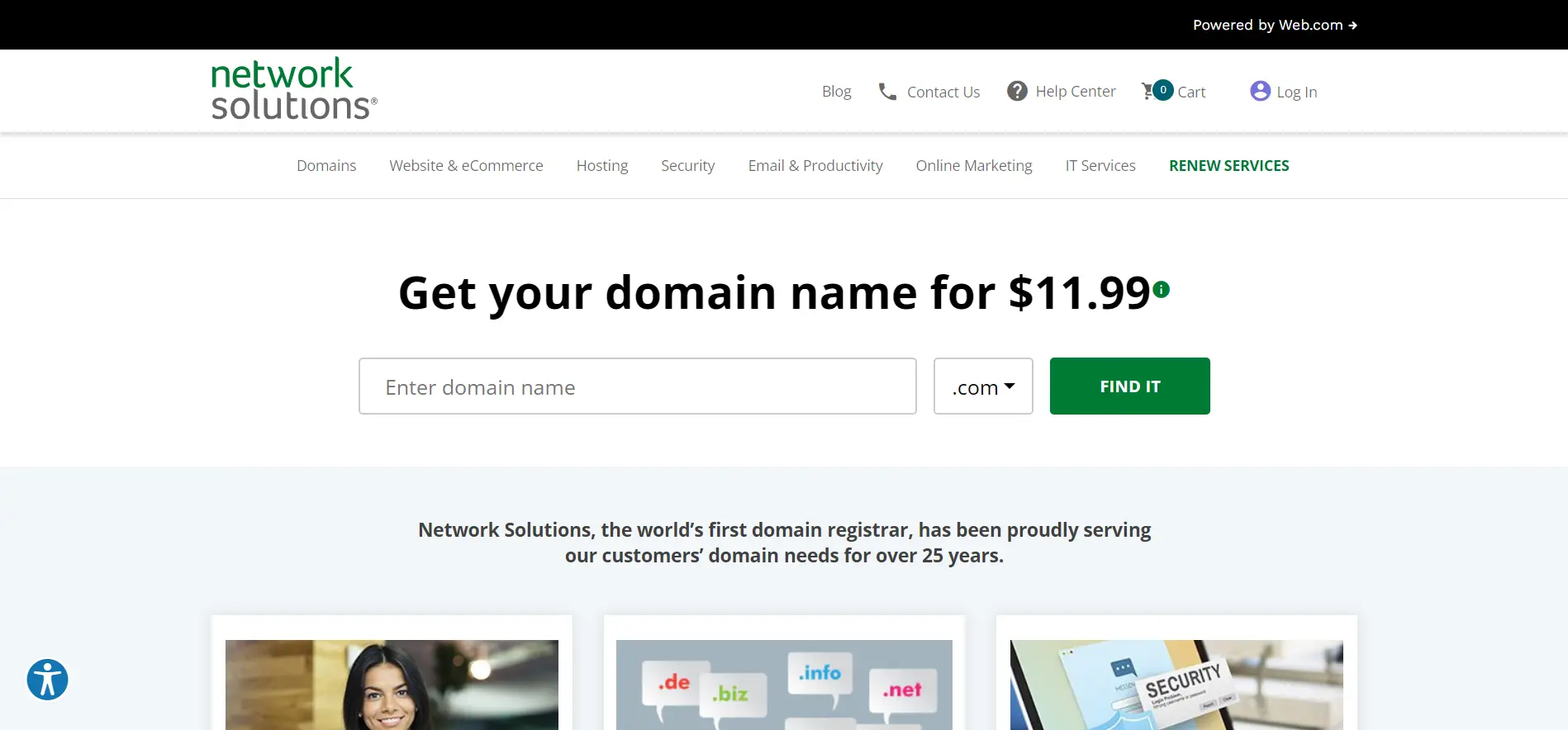 Network solutions homepage domain registrar