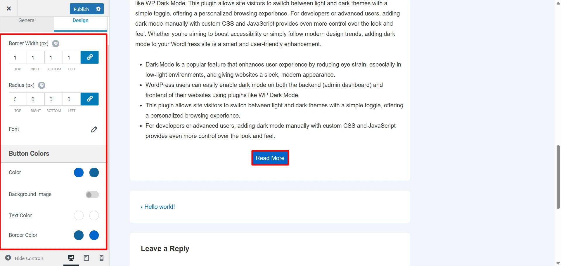 Customizing button