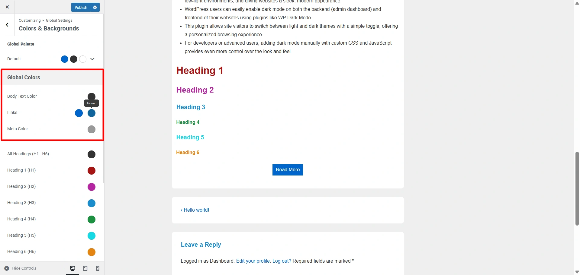 customize link colors