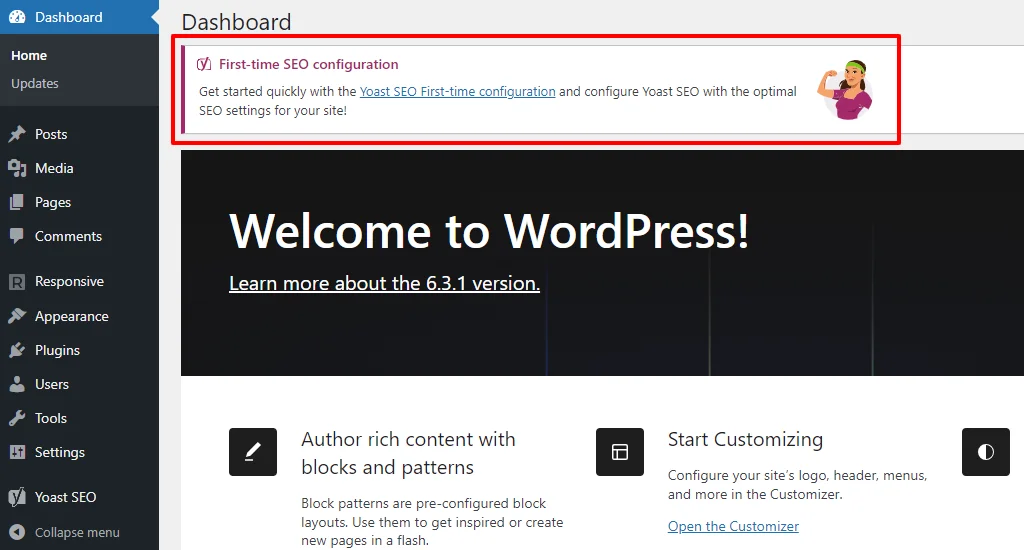 Yoast SEO configuration button