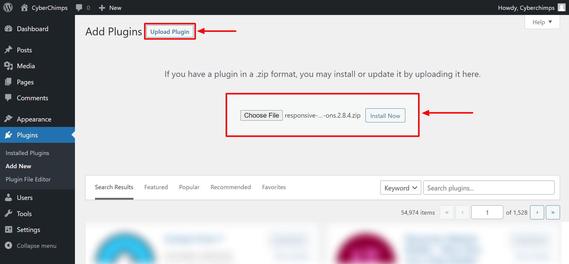 Manually installing Responsive Starter Template plugin