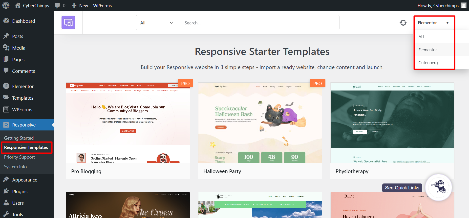 page builder filter