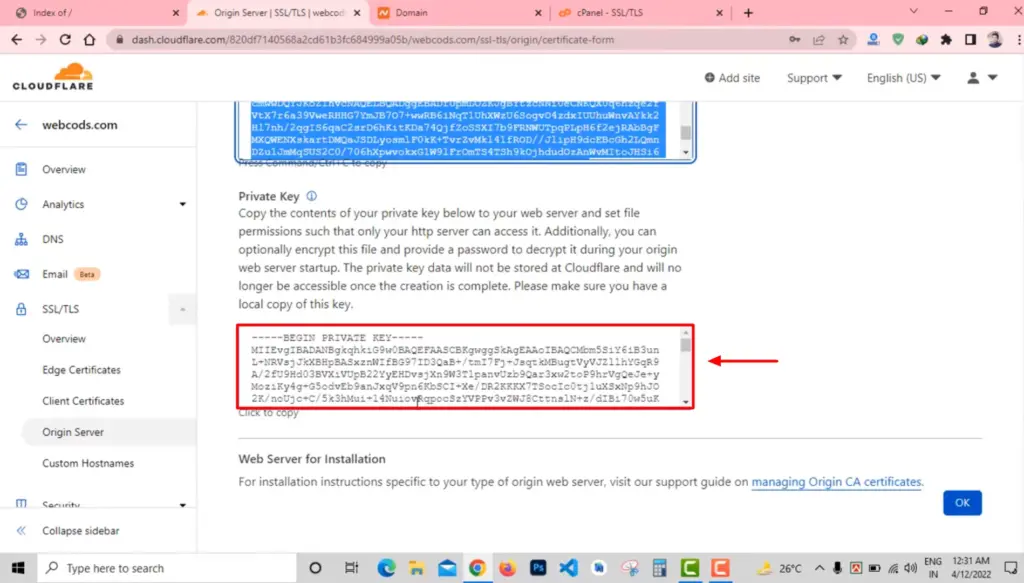 Copy Private key