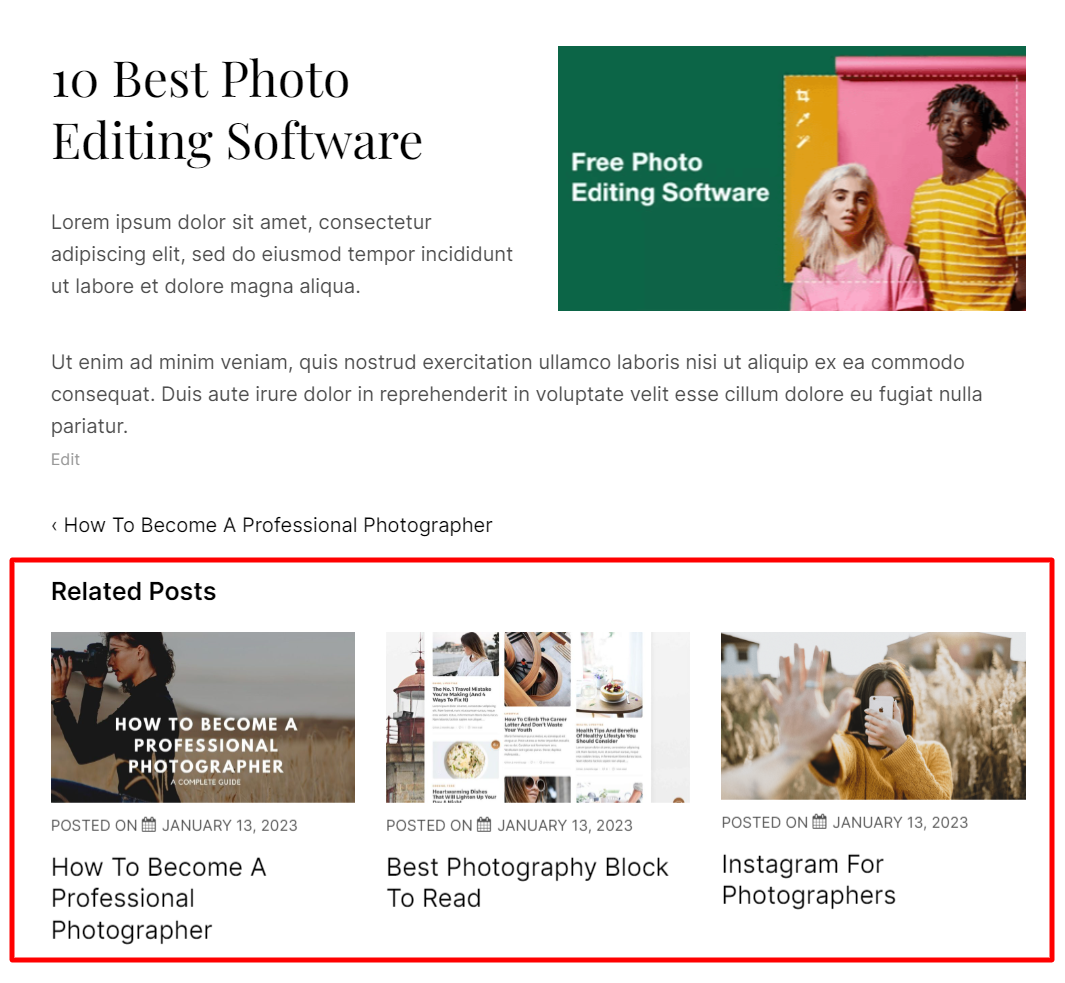 Related post feature