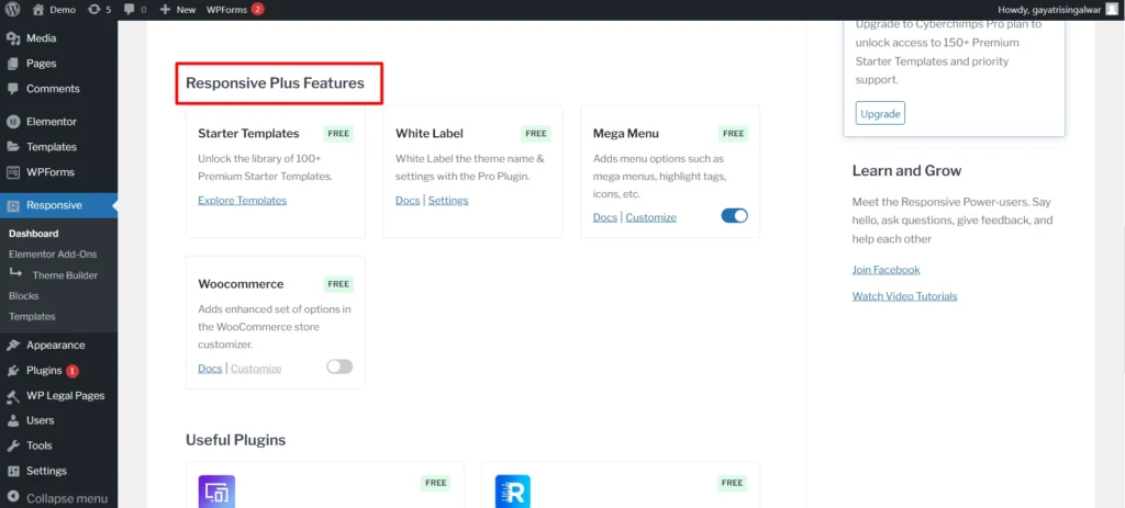 responsive plus feature