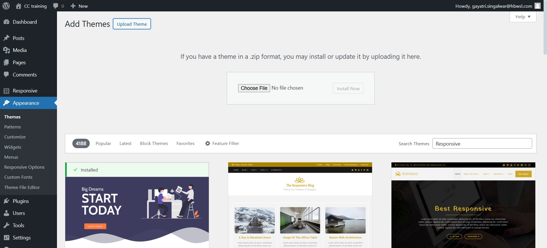 Upload theme
