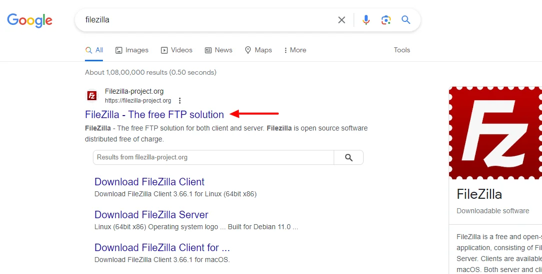 FileZilla FTP client