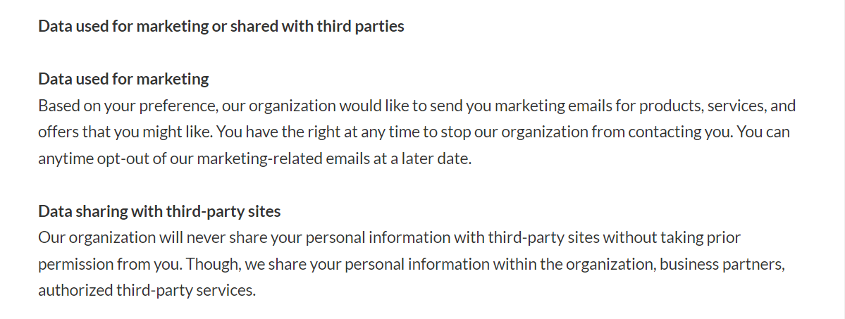 Purpose of privacy policy: How You Share Data with Third Parties