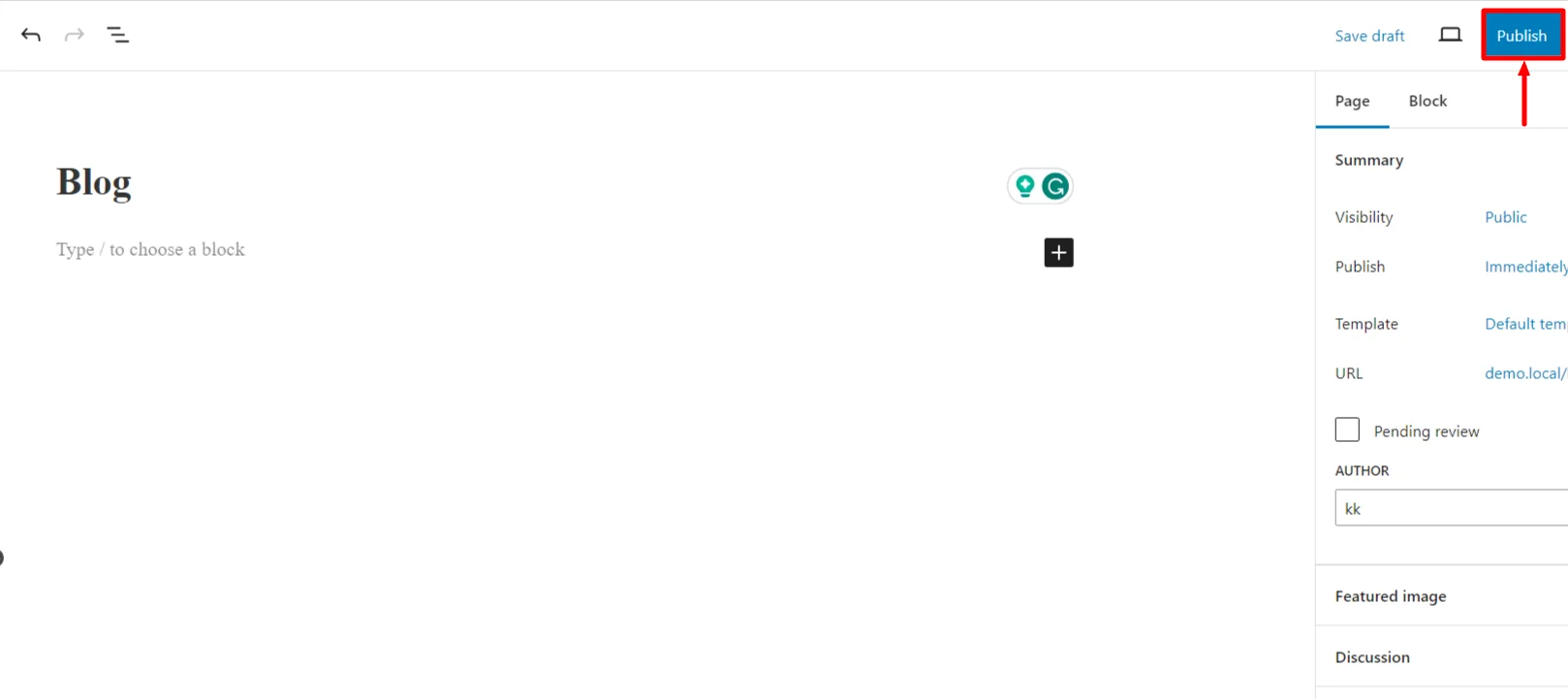 Publishing blogpage