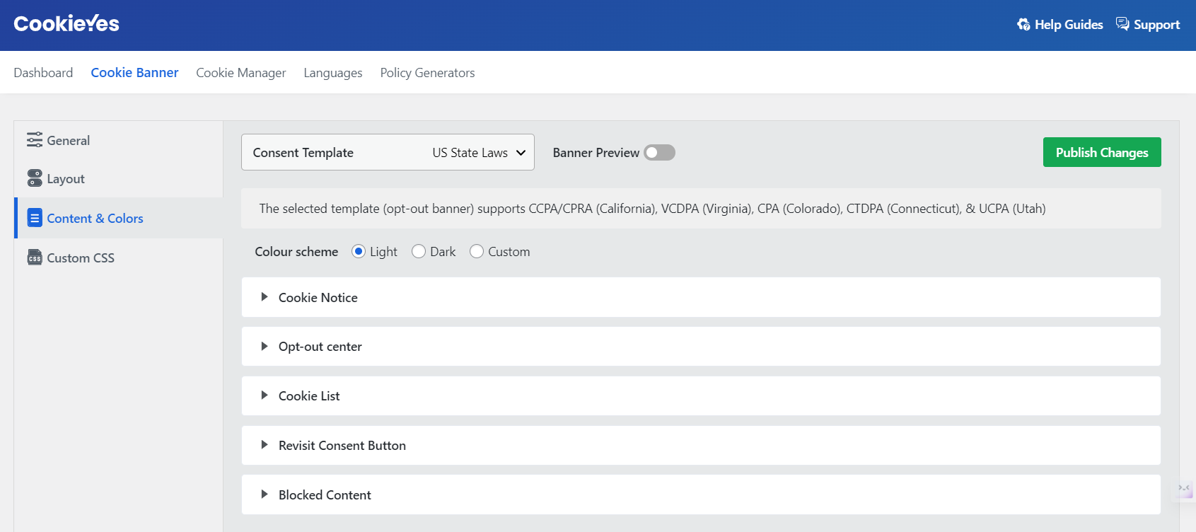 Content and color tab