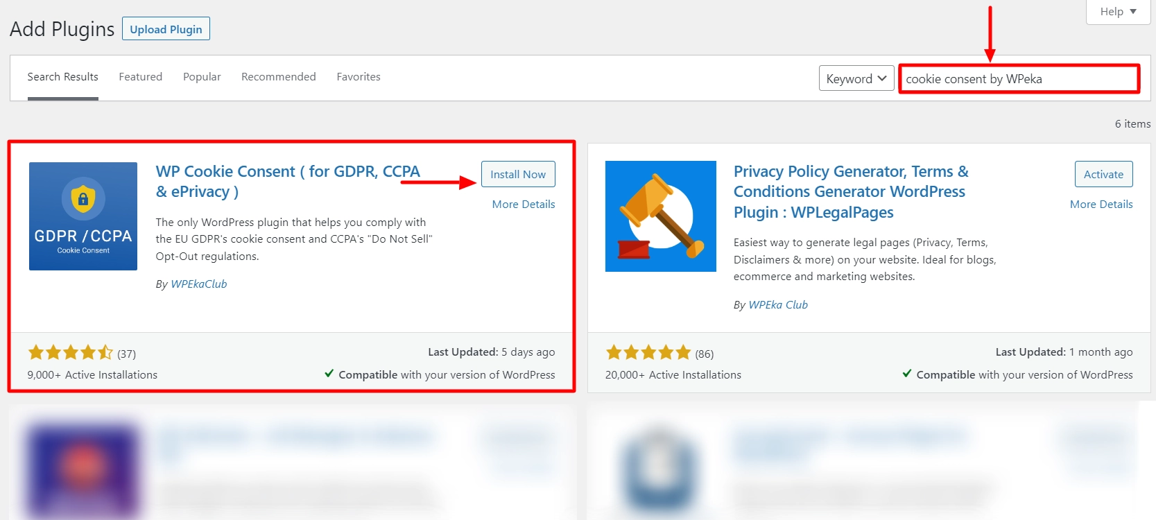 Search for WP Cookie Consent