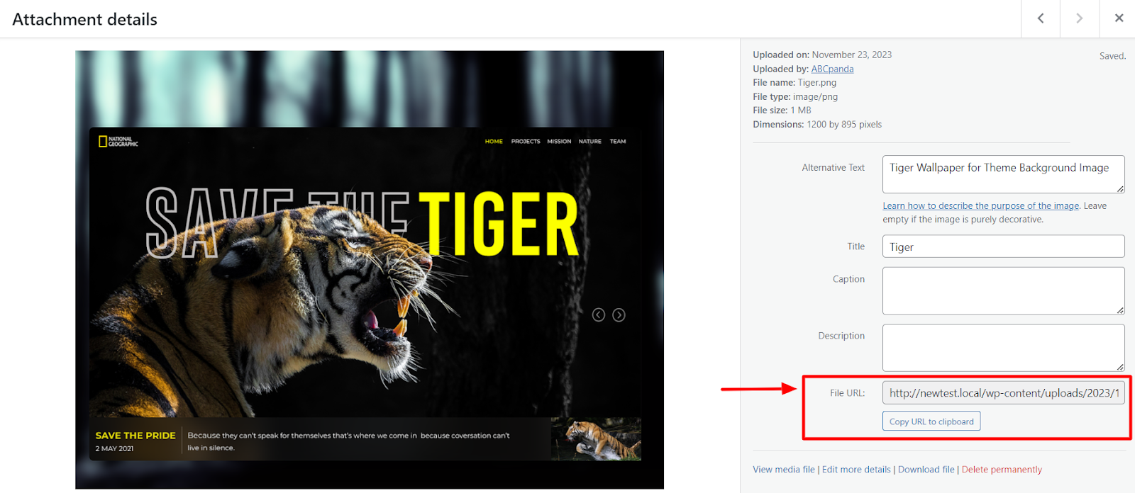  copy the File URL of uploaded images