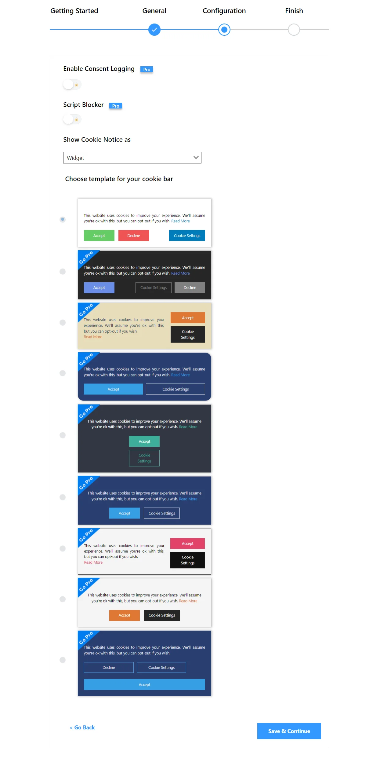 Configuration tab
