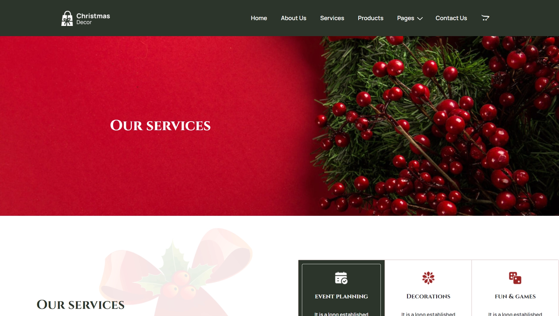 christmas web page templates