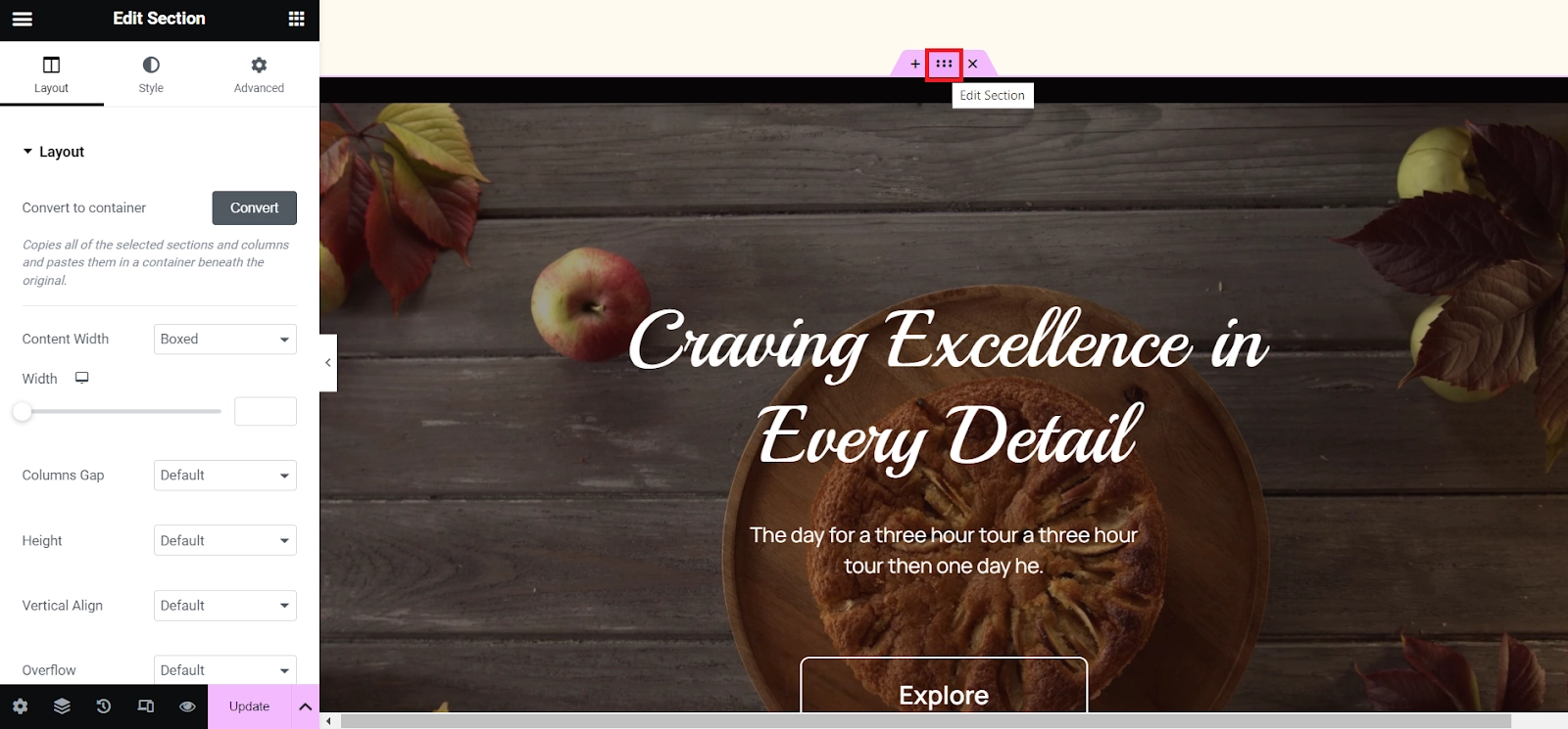 Click on Edit Section