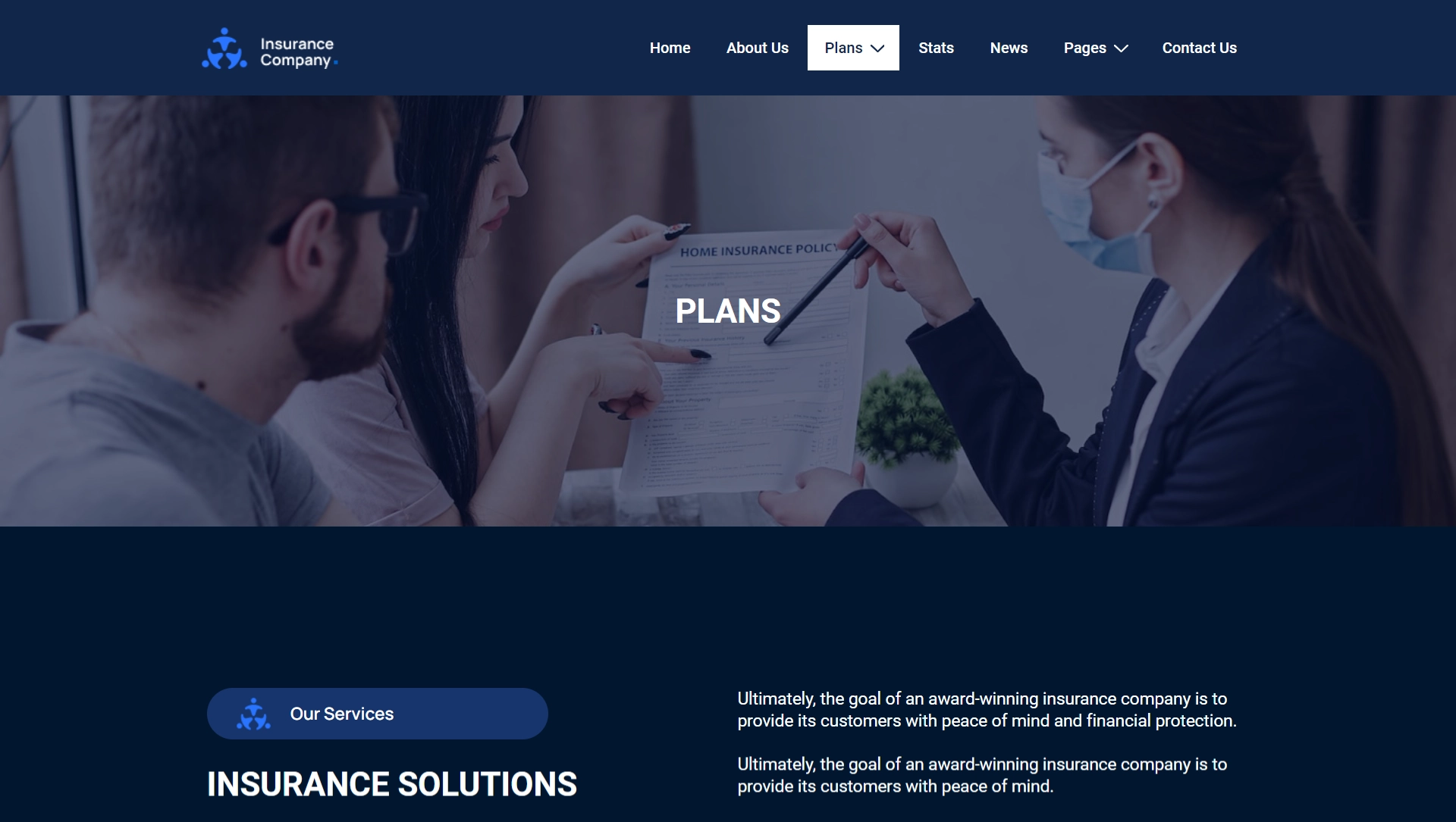 Insurance company website template