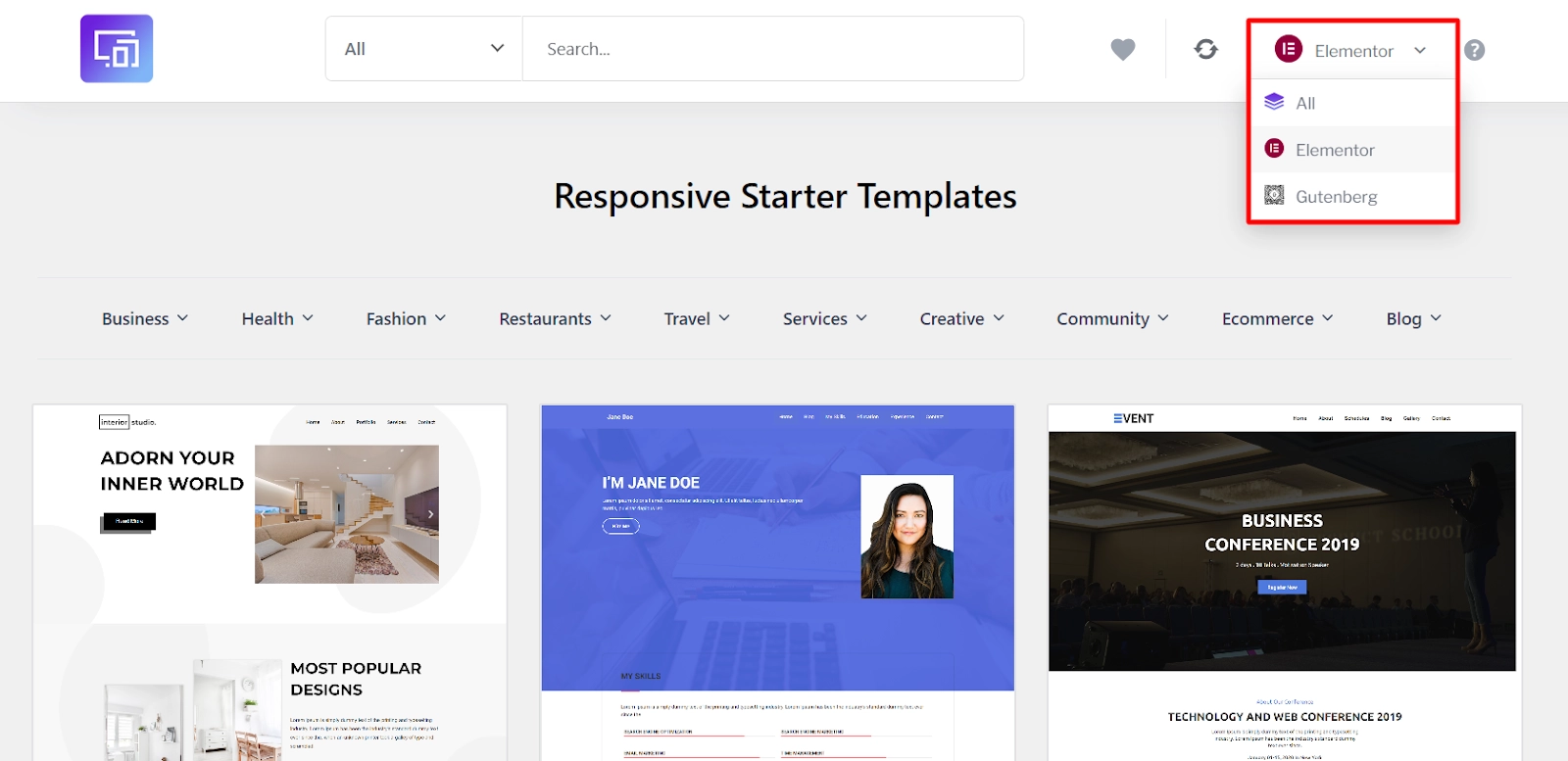 Select Page builder
