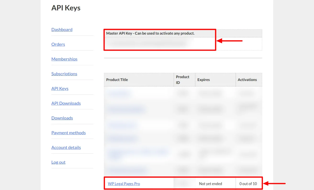 Master API Key of Product