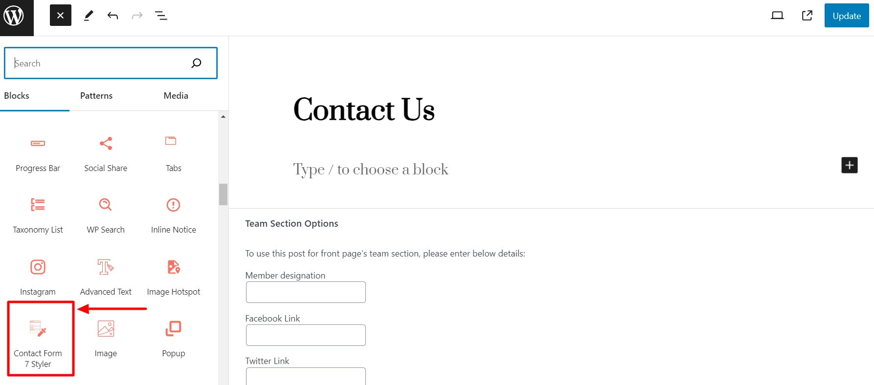 Add Contact Form 7 Styler widget