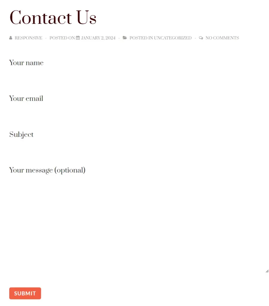 Contact Us form