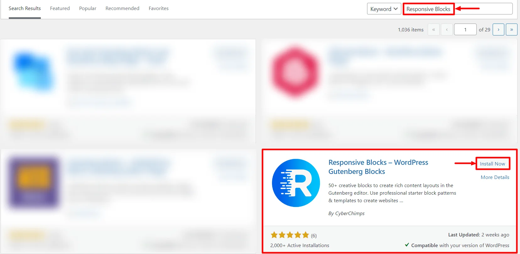 Installing Responsive Blocks plugin