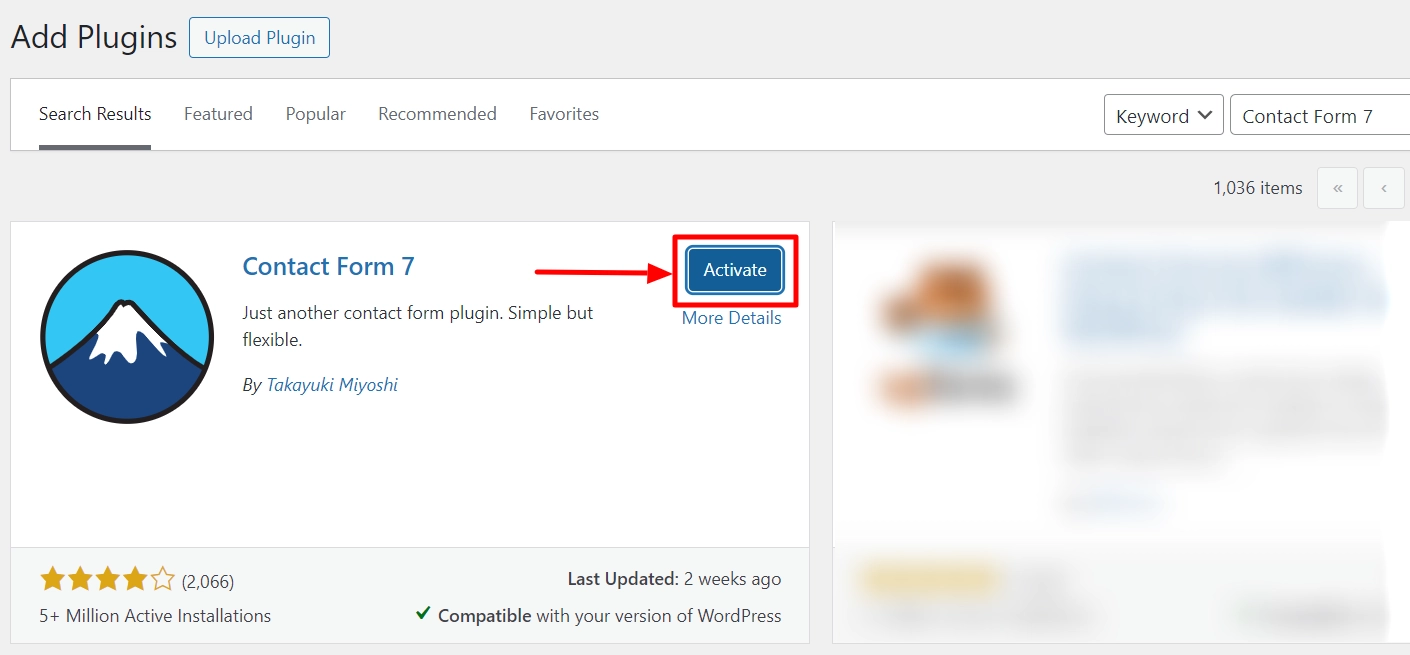 Activate Contact Form 7