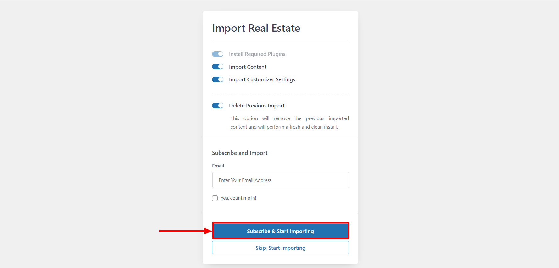 Subscribe and Start Importing