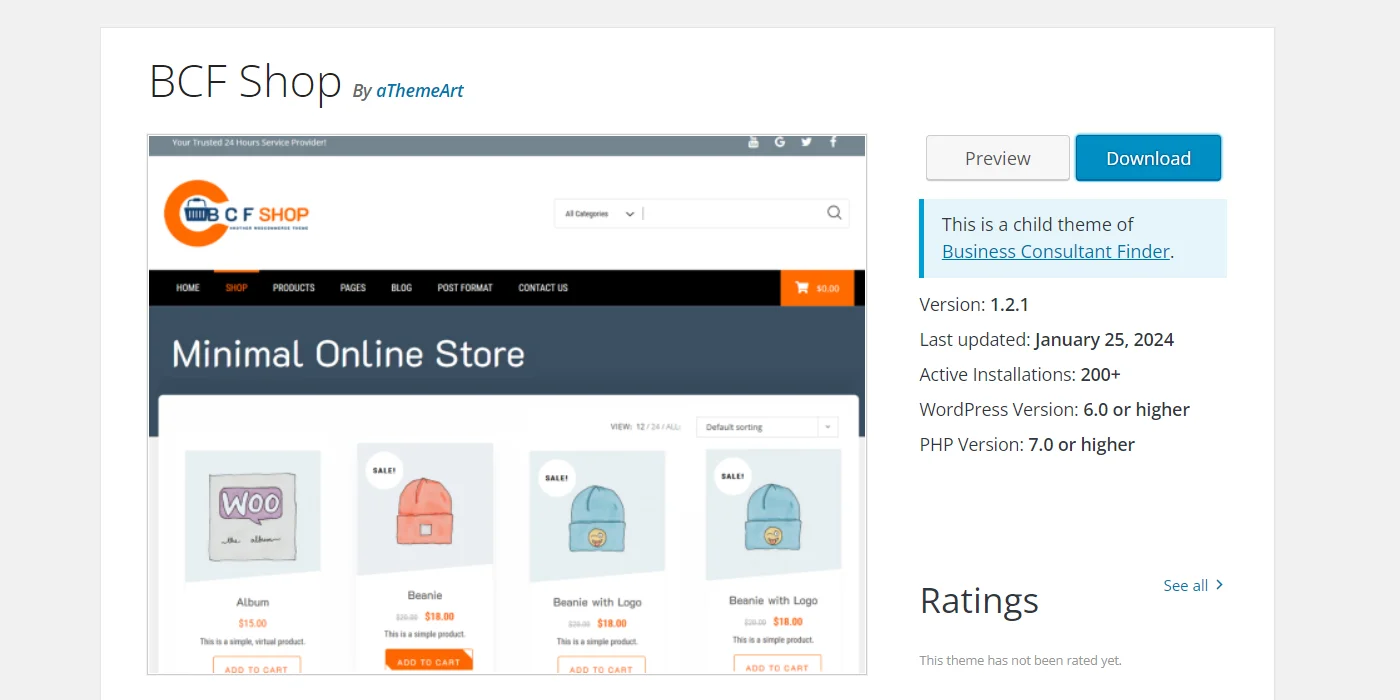 BCF Shop WordPress theme