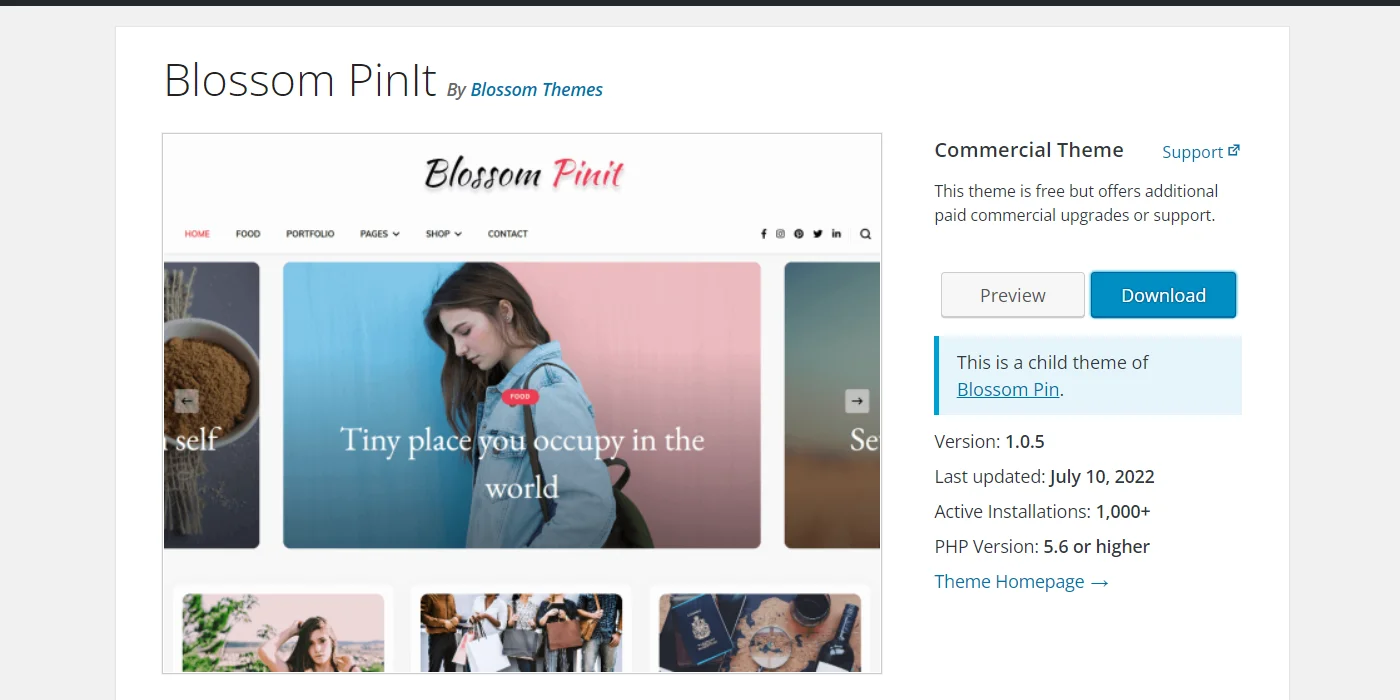Blossom PinIt theme