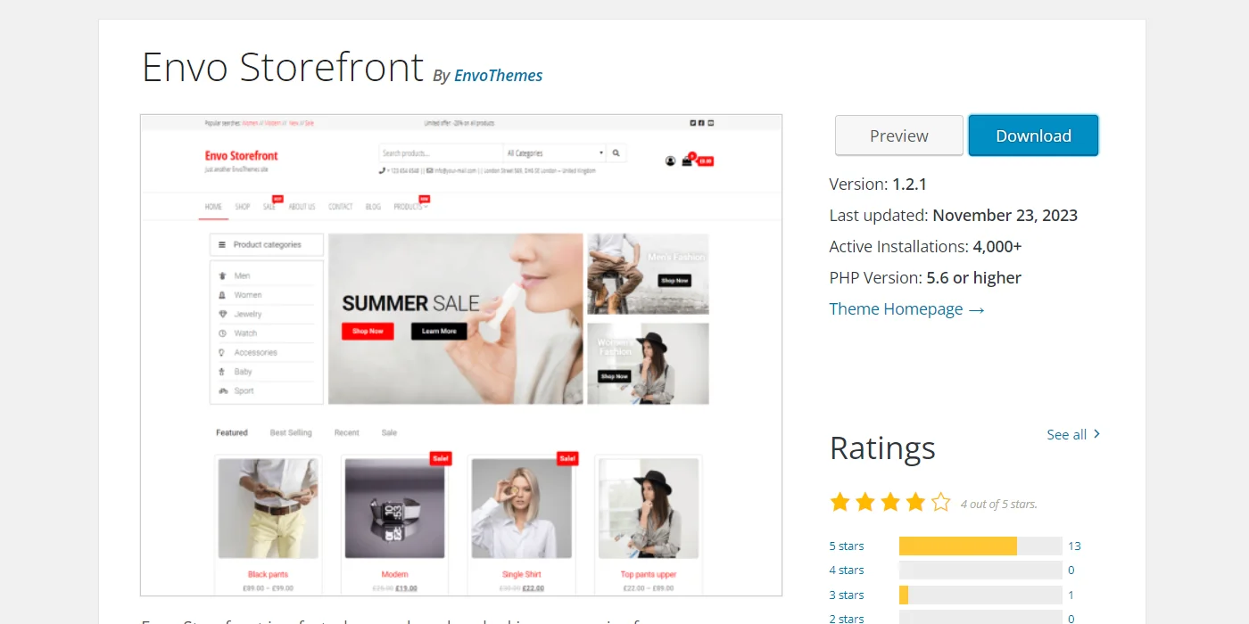 Envo Storefront theme for WooCommerce