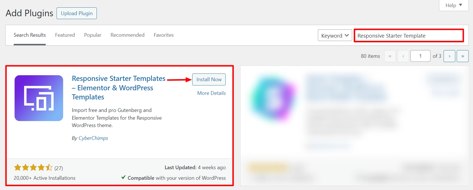 Install Responsive Starter Templates