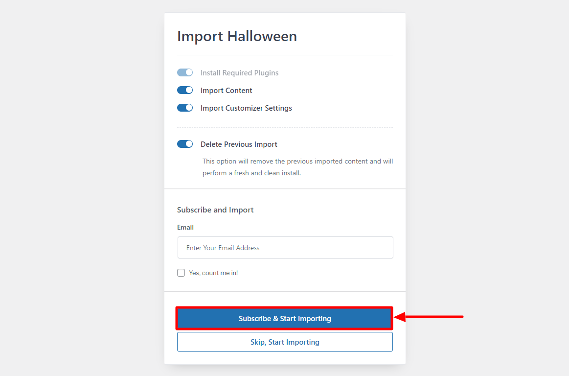 Subscribe and Start Importing 