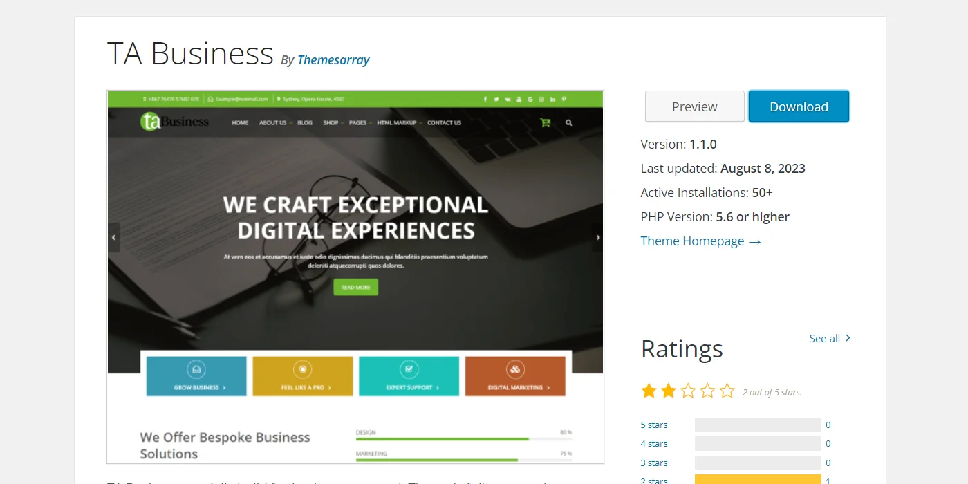 TA Business theme for WooCommerce