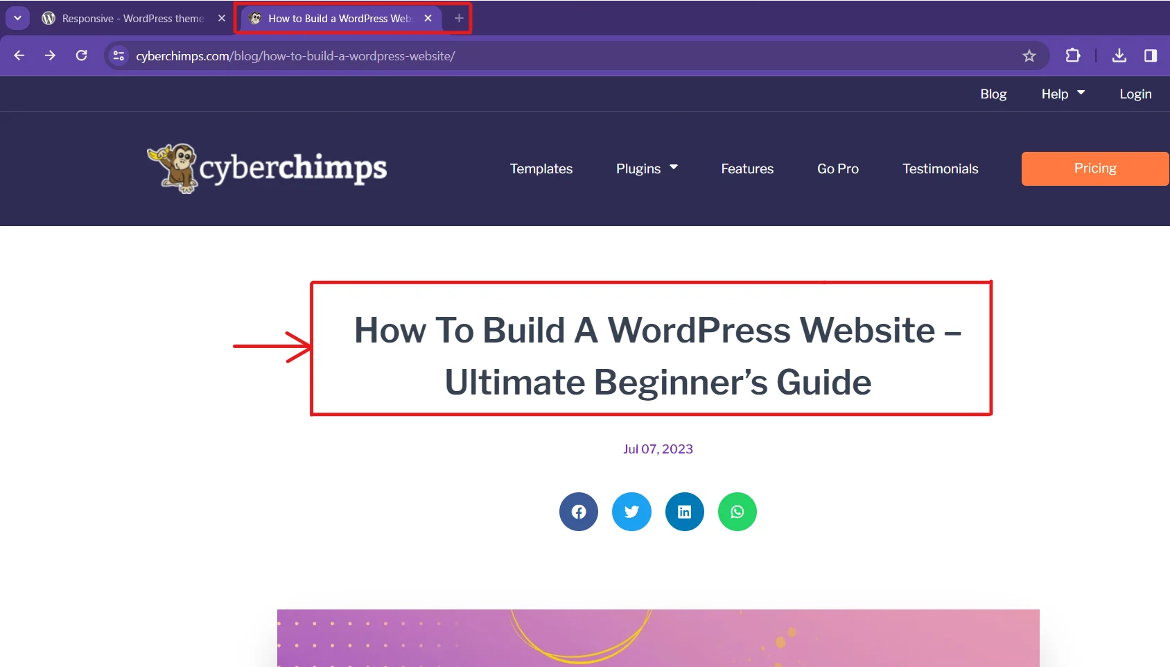 Website title on tabs