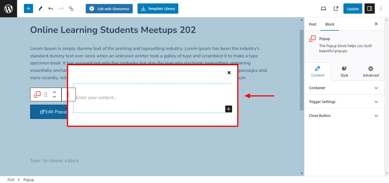 Customizing the popup