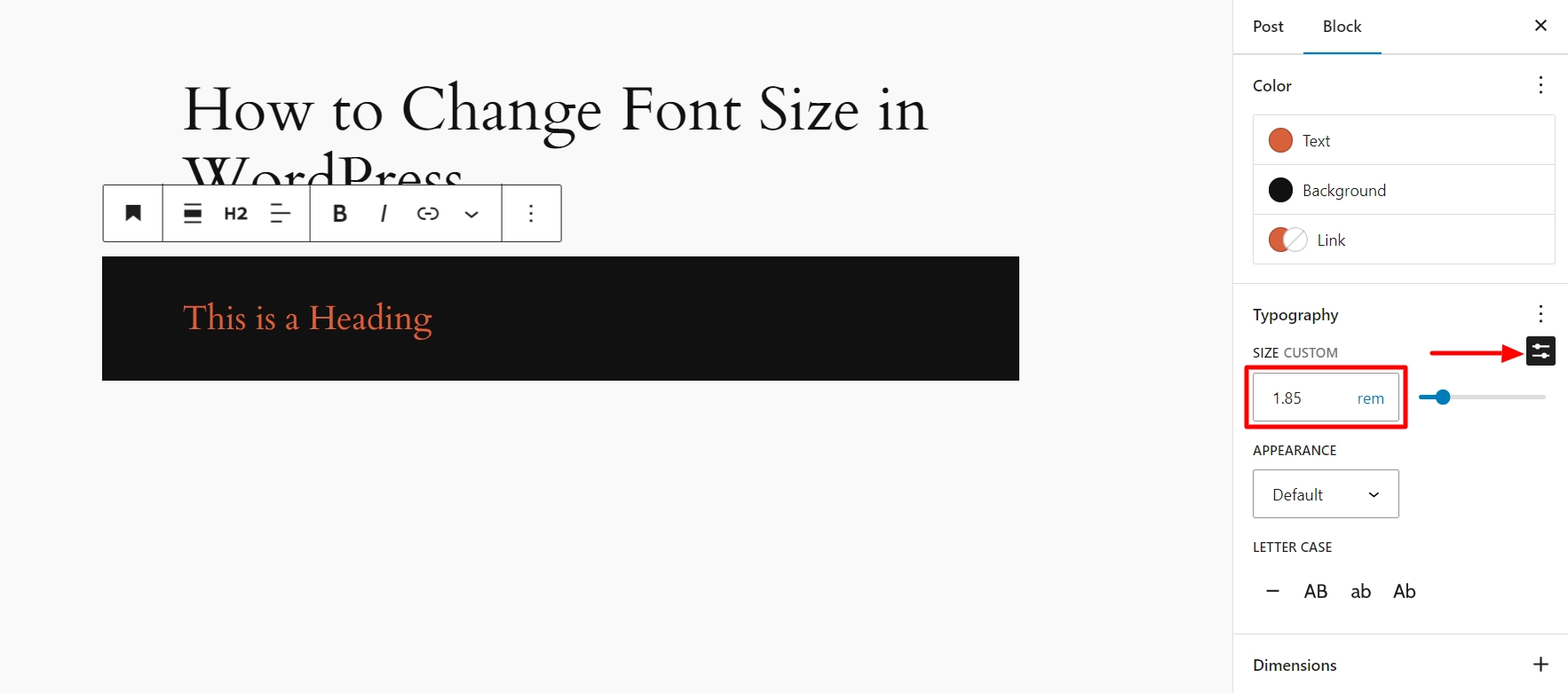 Custom size