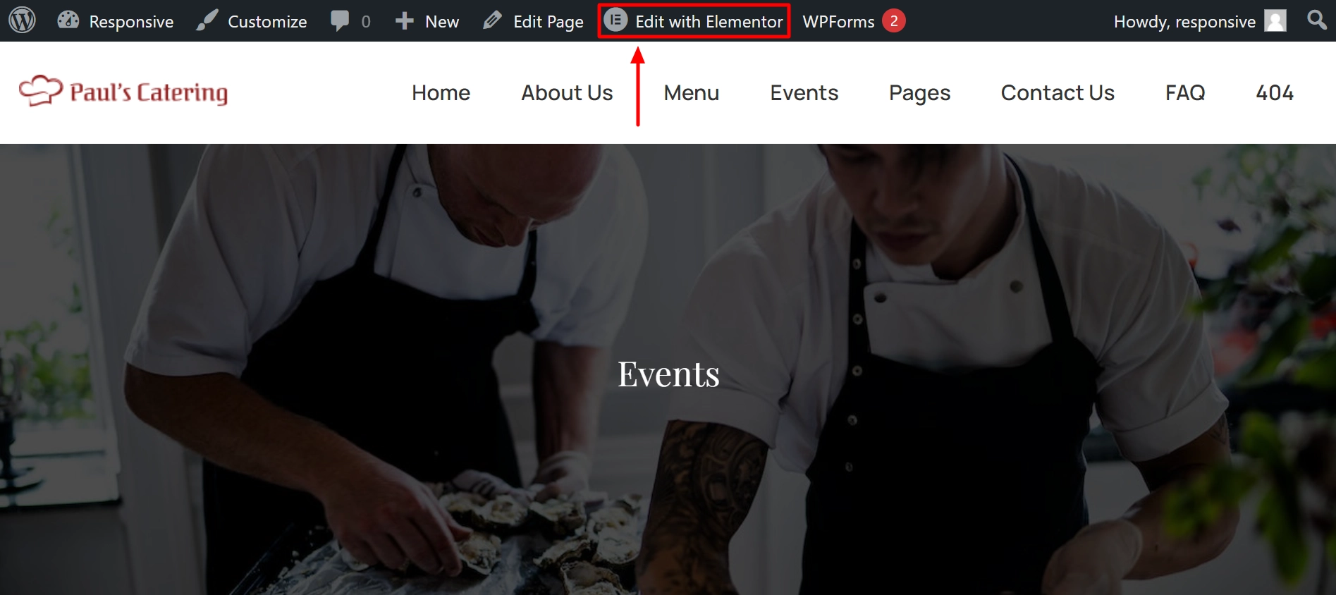 Click on edit with Elementor