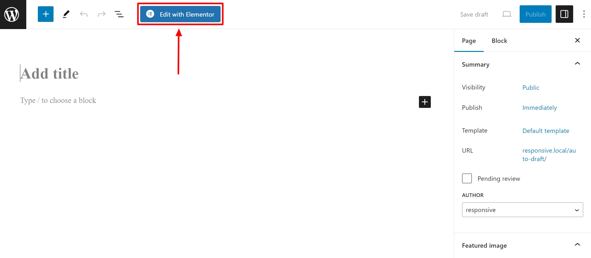 Click on Edit with Elementor