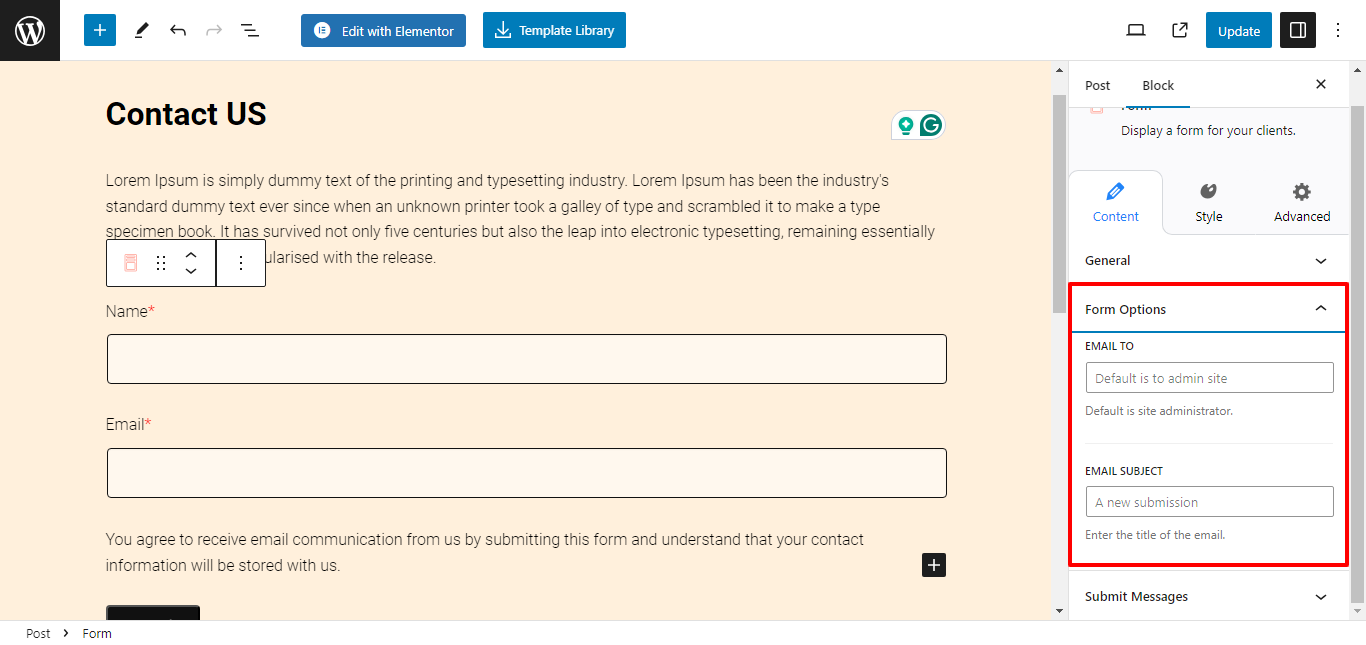 Form Options