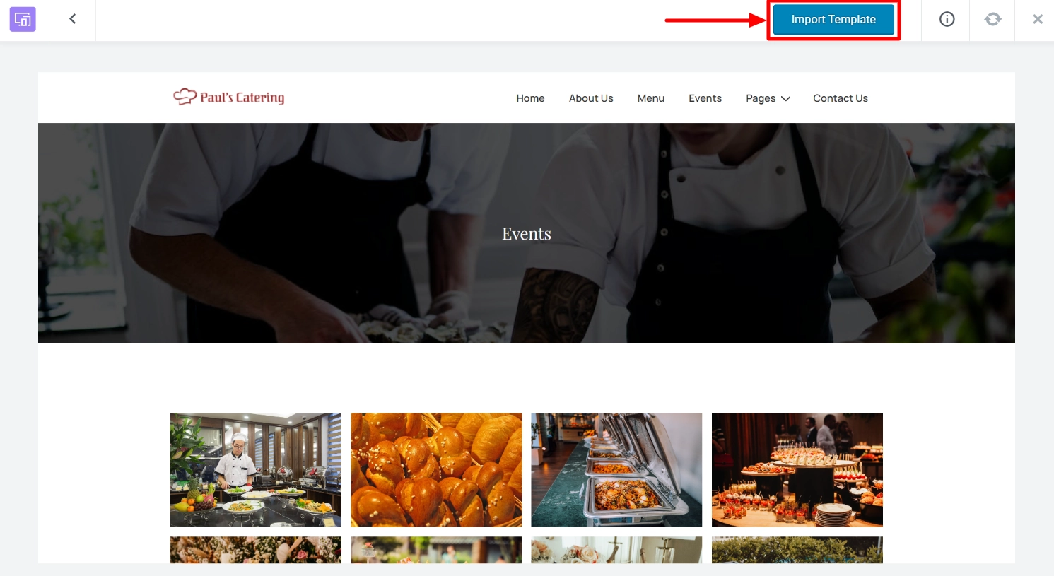 Click on import template button