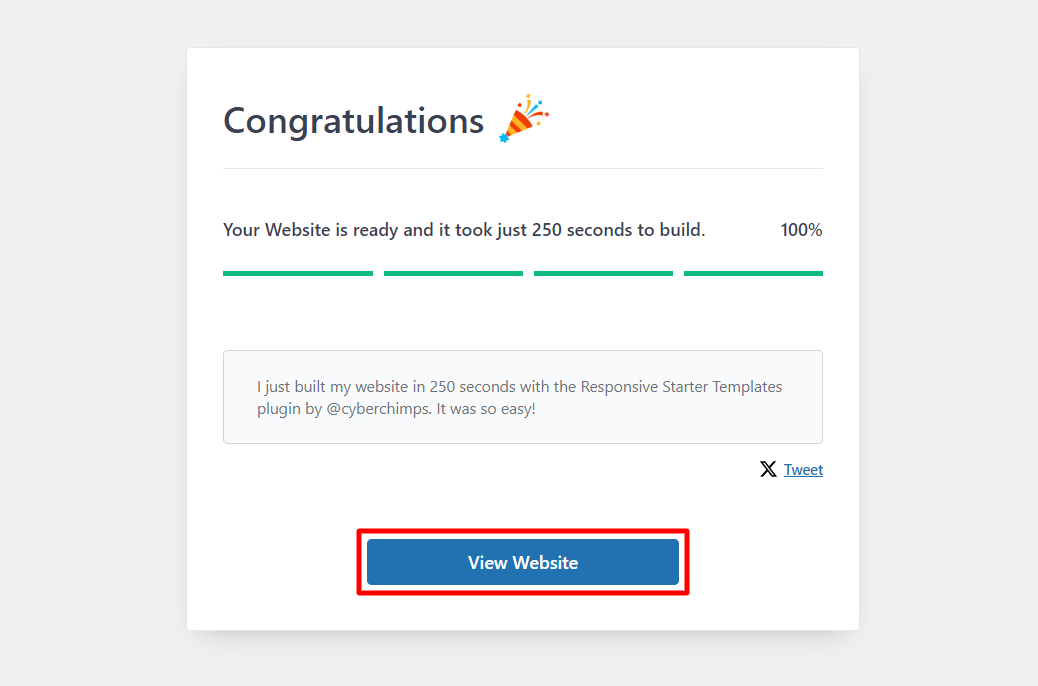 Click on view website