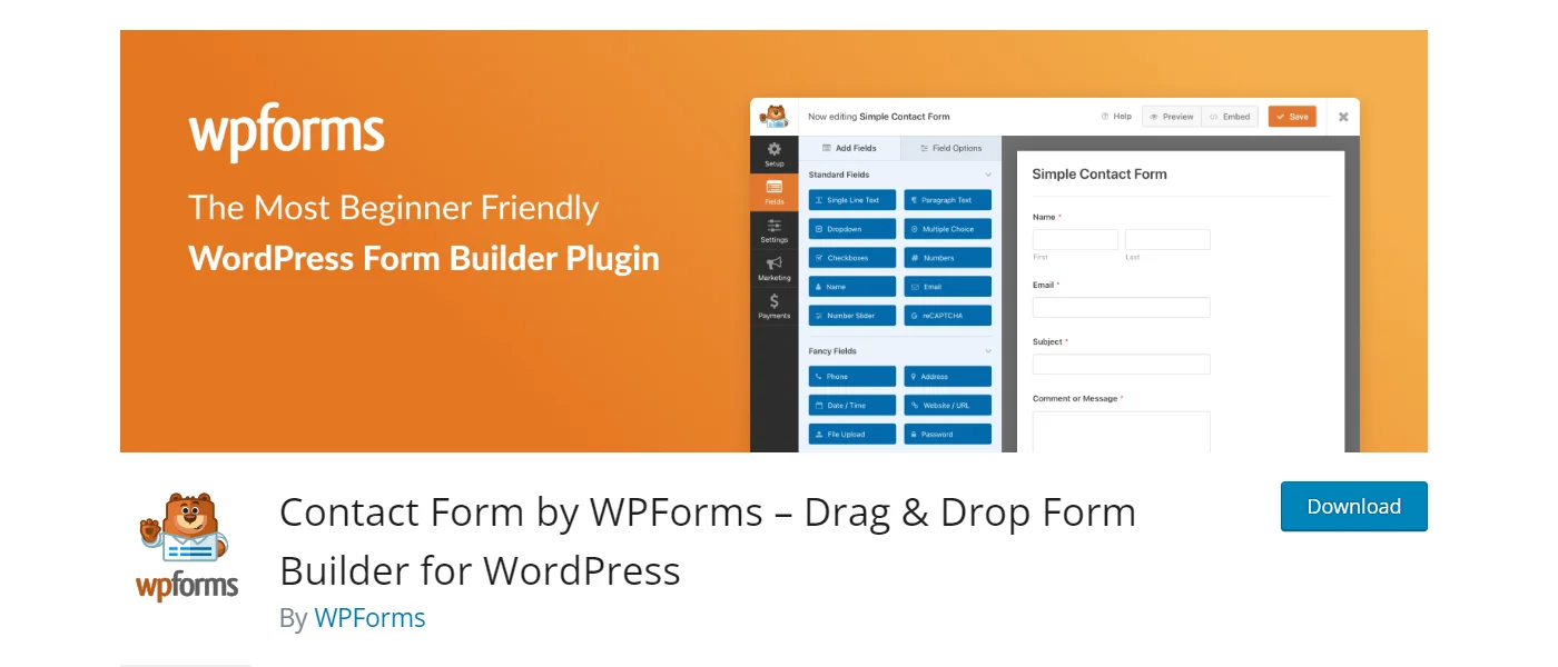 Gutenberg plugin WPForms