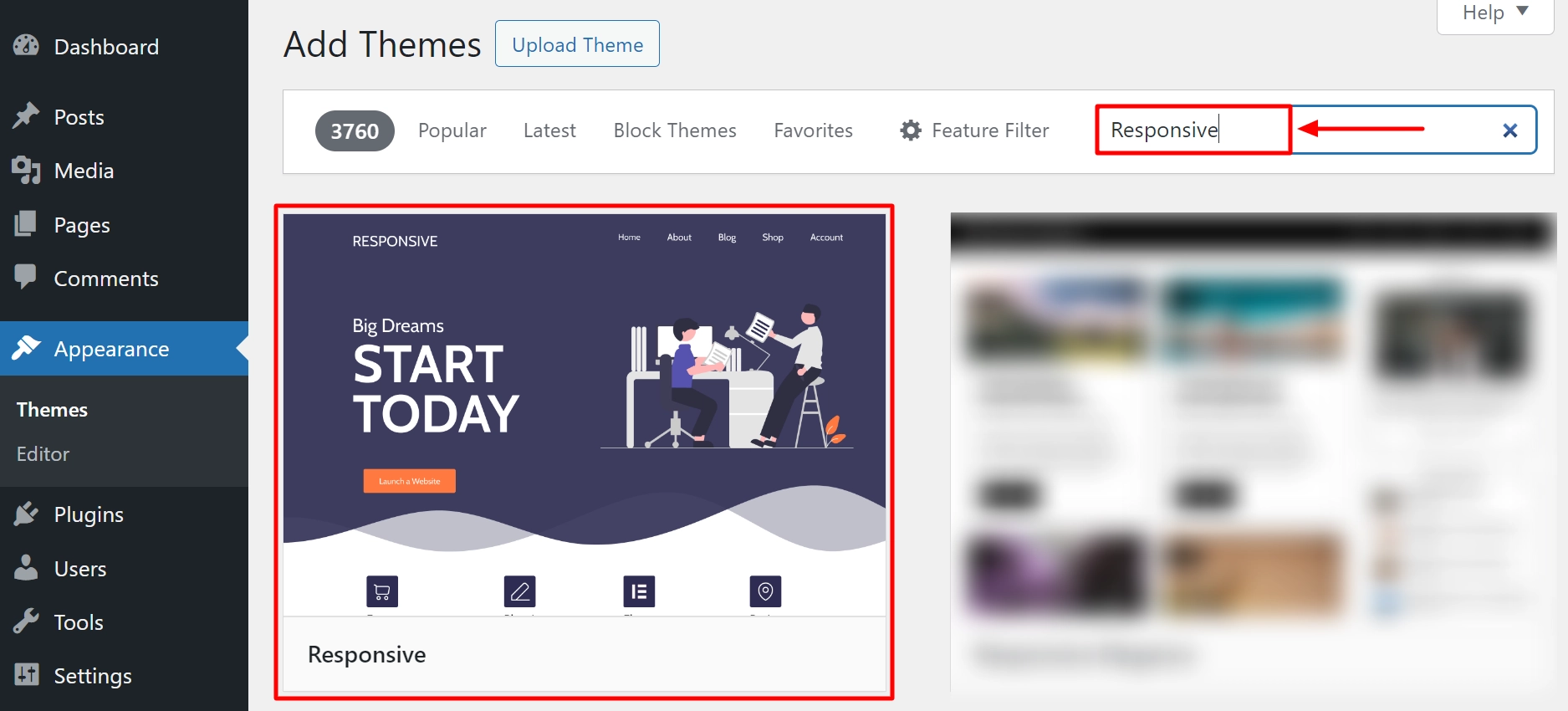 Search for Responsive theme
