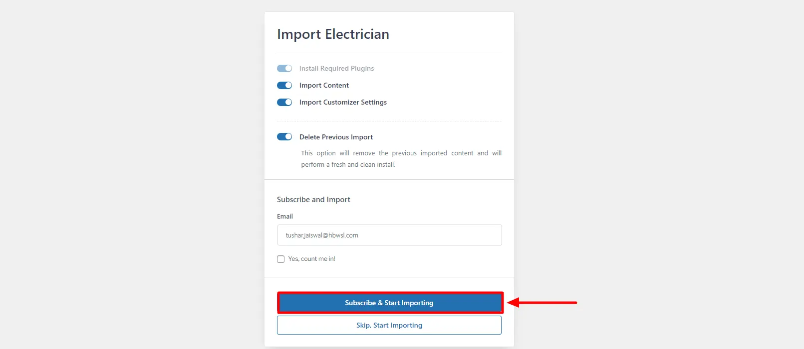 Subscribe and Start Importing