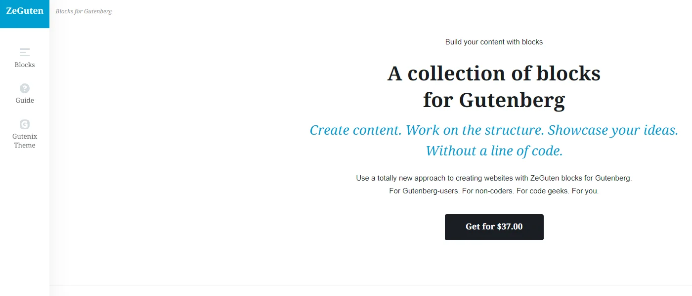 Gutenberg block plugin ZeGuten