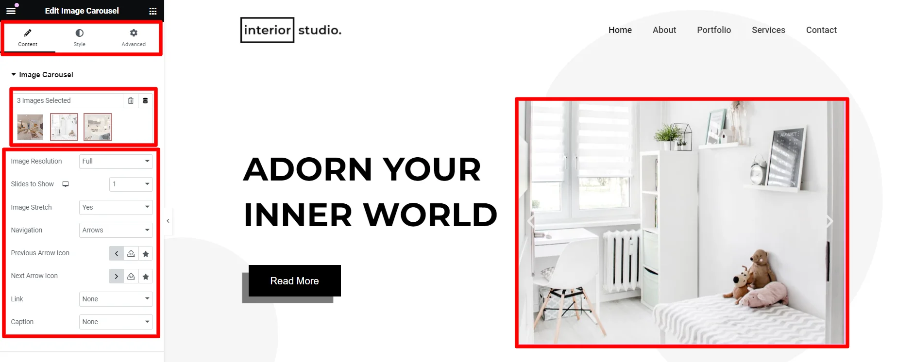 editing image carousel
