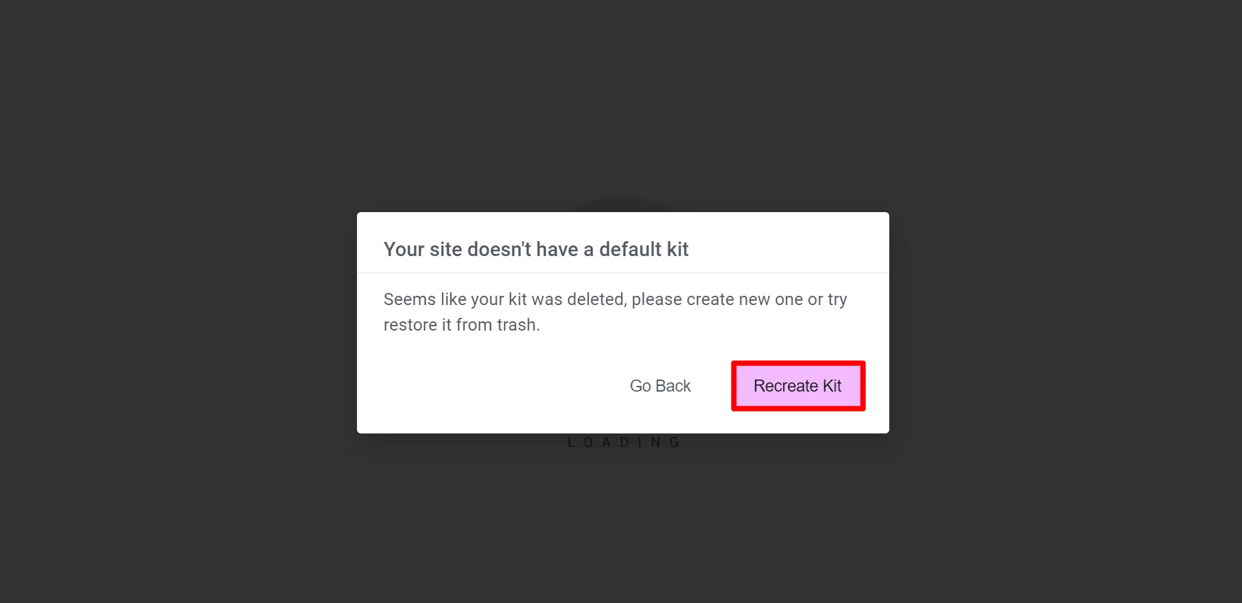 Clicking recreate site